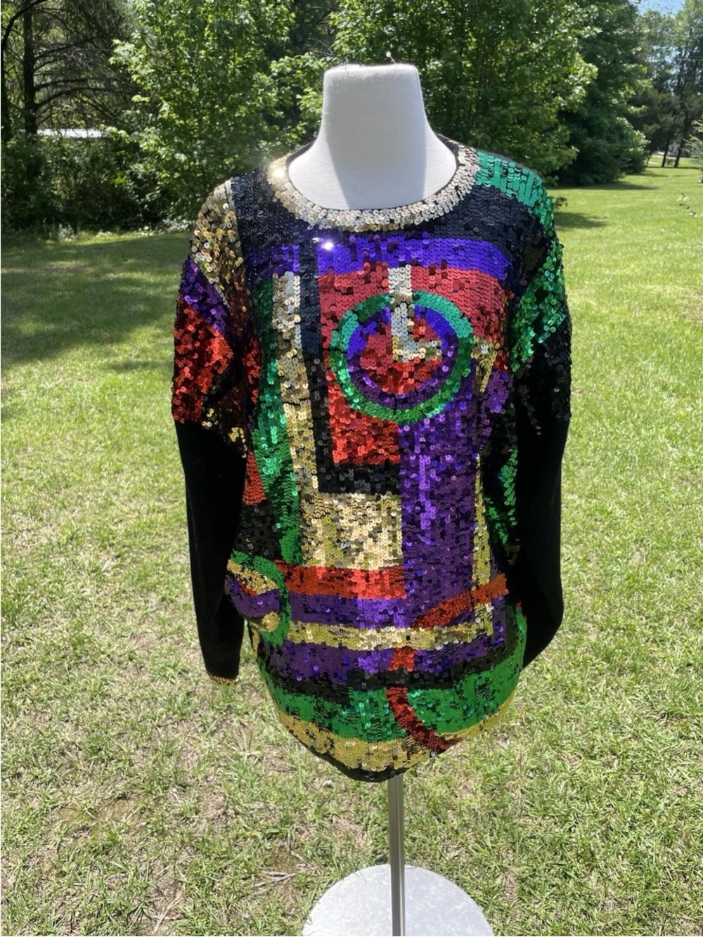 Vintage SANDRA ROTH CIAOSPORTI Wool Pull Over Sequin Sweater 2x